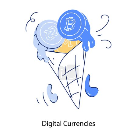 Ilustración de Icono de moneda digital en diseño plano - Imagen libre de derechos