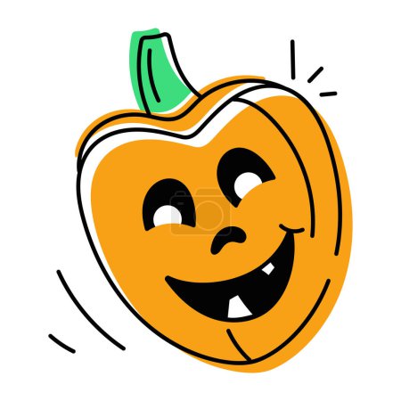Ilustración de Calabaza de Halloween con sonrisa, diseño de ilustración de vectores - Imagen libre de derechos