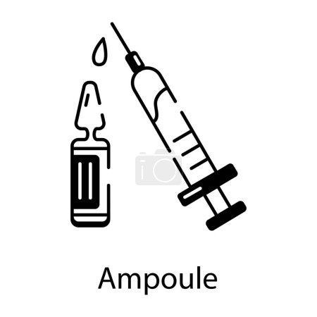 Téléchargez les illustrations : Illustration vectorielle de la seringue et icône de l'ampoule - en licence libre de droit