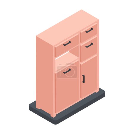 Ilustración de Gabinete de muebles de oficina isométrica, ilustración vectorial - Imagen libre de derechos