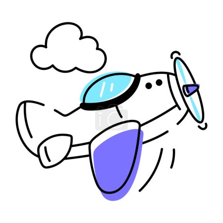 Illustration for Airplane doodle icon isolated on white background - Royalty Free Image
