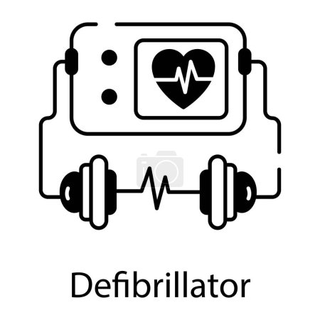 Téléchargez les illustrations : Icône défibrillateur, illustration vectorielle sur fond blanc - en licence libre de droit