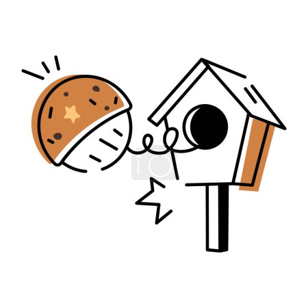 Téléchargez les illustrations : Un vecteur de doodle sucré présentant différents produits de boulangerie, biscuits - en licence libre de droit
