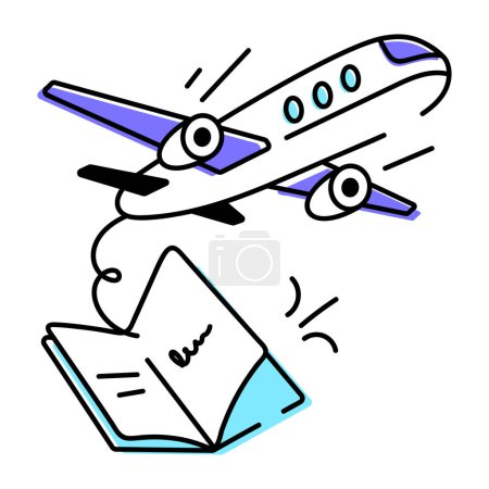 Ilustración de Avión plano Doodle icono - Imagen libre de derechos