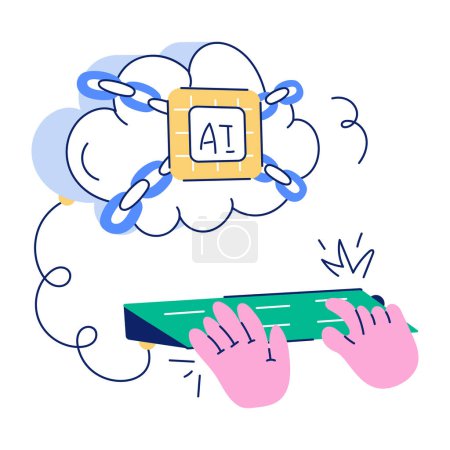 Téléchargez les illustrations : Handy of AI Innovations Illustrations dessinées à la main - en licence libre de droit