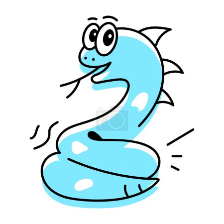 Ilustración de Linda serpiente divertida vector de dibujos animados. Reptil aislado sobre fondo blanco - Imagen libre de derechos