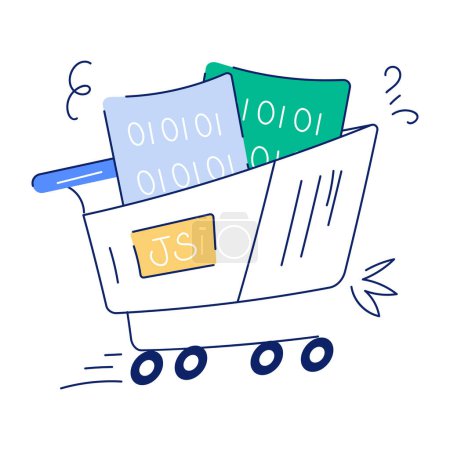 Illustration for Shopping cart with document and calculator - Royalty Free Image