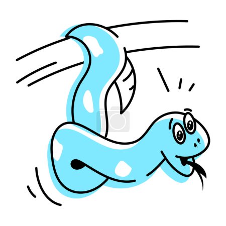 Téléchargez les illustrations : Mignon dessin animé drôle de vecteur de serpent. Reptile isolé sur fond blanc - en licence libre de droit
