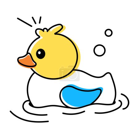 Illustration for Cute doodle icon of a duck swimming isolated on white background - Royalty Free Image