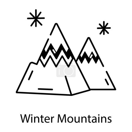 Téléchargez les illustrations : Hiver montagne icône vectoriel illustration - en licence libre de droit