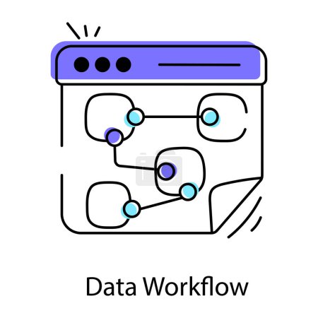 Illustration for Data workflow filled color icon. vector icon for your website, mobile, presentation, and logo design. - Royalty Free Image