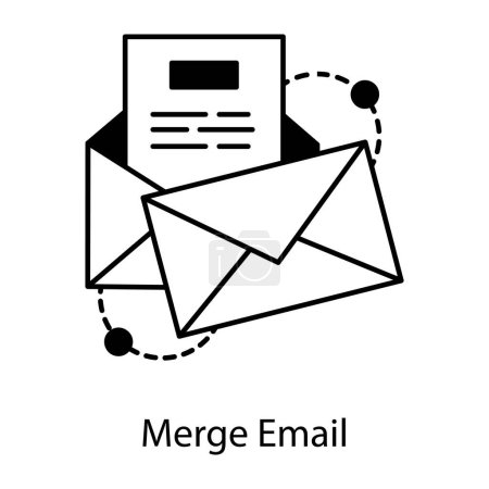 Illustration for Merge email icon in glyph design, vector illustration - Royalty Free Image