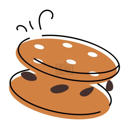 Téléchargez les illustrations : Modèle de boulangerie dans le style doodle représentant différents produits de boulangerie, biscuits et desserts - en licence libre de droit
