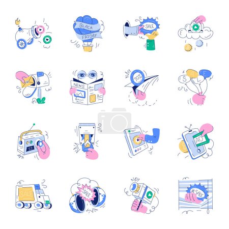 Illustration for Flat style icons of hot sale, vector illustration simple design - Royalty Free Image
