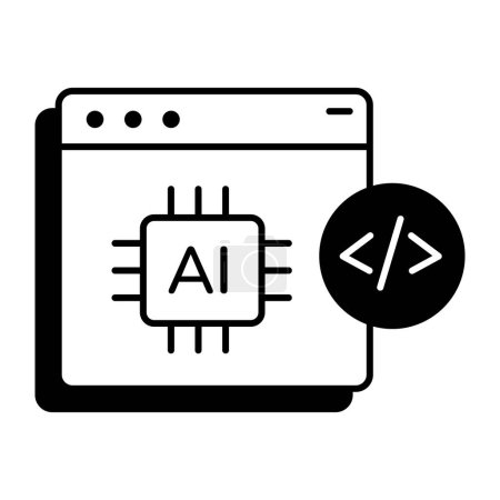 KI-Code für Website-Entwickler. Einfaches Zeilensymbol. Isoliert auf weißem Hintergrund. Vektor.
