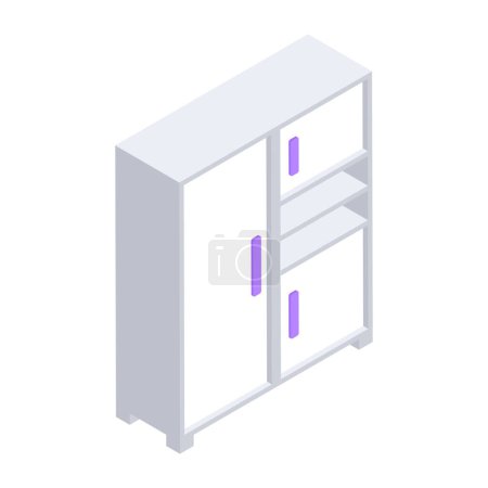 Illustration for Loft interior isometric composition with isolated image of rack cabinet - Royalty Free Image