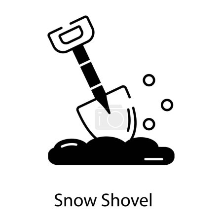 Téléchargez les illustrations : Icône de pelle à neige, conception de ligne - en licence libre de droit