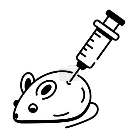 Illustration for Rat with injection, linear design of mouse test - Royalty Free Image