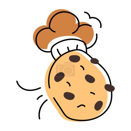 Téléchargez les illustrations : Doodle style cookies fond conçu avec divers articles de confiserie comme les biscuits, pâtisseries et pain - en licence libre de droit