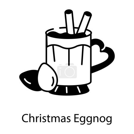 Téléchargez les illustrations : Icône linéaire du lait de poule de Noël - en licence libre de droit