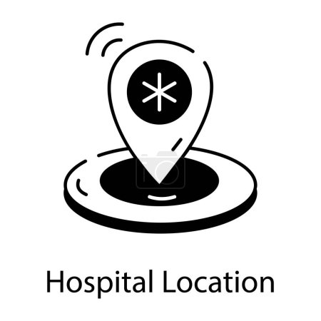 Ilustración de Hospital ubicación vector icono en el diseño de línea - Imagen libre de derechos