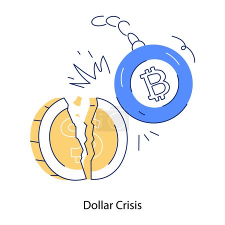 Illustration for Currency Crisis icon. Monochrome sign from economic crisis collection. Creative Currency Crisis icon illustration for web design, infographics - Royalty Free Image