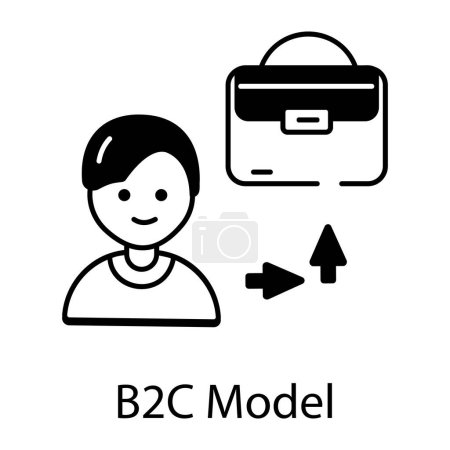 Illustration for Premium outline icon of b2c model - Royalty Free Image