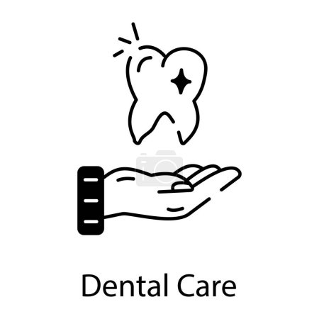 Téléchargez les illustrations : Icône de ligne de soins dentaires, signe vectoriel de contour - en licence libre de droit