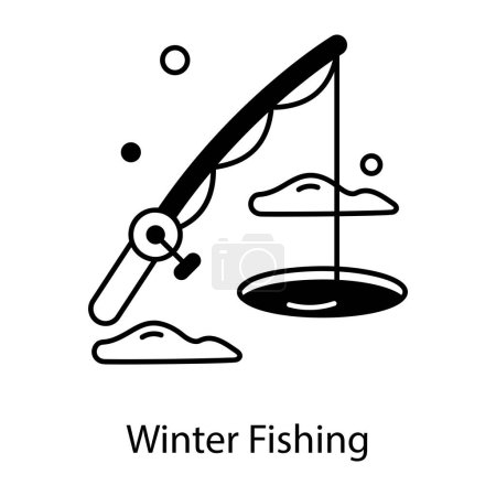 Ilustración de Icono de pesca de invierno vector ilustración de diseño plano - Imagen libre de derechos