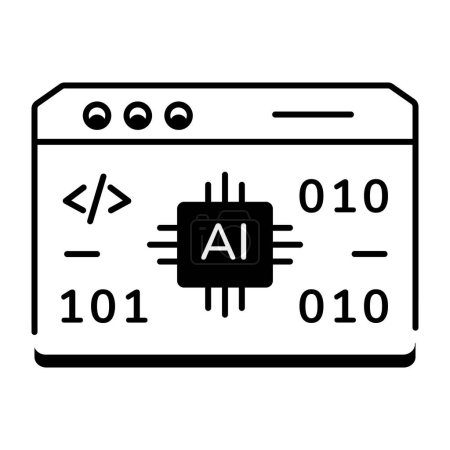 Ilustración de Icono lineal moderno que representa la tecnología de IA - Imagen libre de derechos