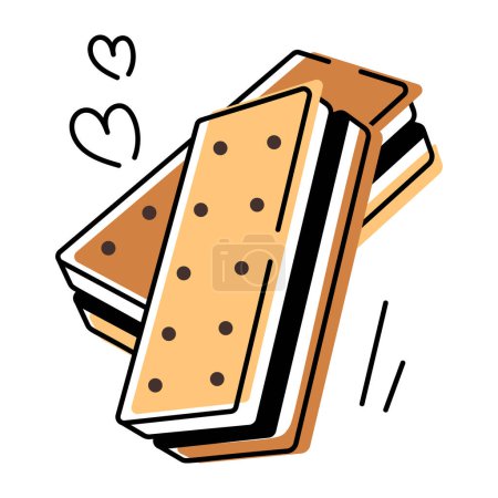 Ilustración de Fondo de galletas estilo Doodle diseñado con varios artículos de confitería como galletas, pasteles y pan - Imagen libre de derechos