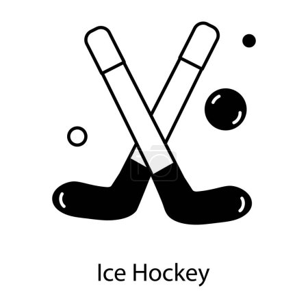 Ilustración de Puck con palos de hockey sobre hielo - Imagen libre de derechos