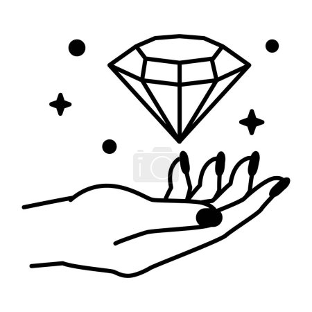 Ilustración de Diamante en mano femenina, ilustración vectorial dibujada a mano. - Imagen libre de derechos