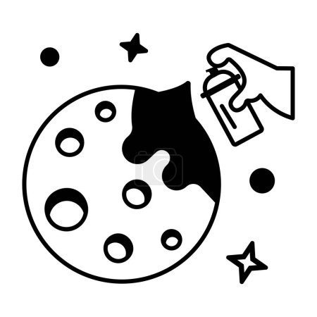 Téléchargez les illustrations : Modèle d'icône de lune couleur modifiable. signe vectoriel de symbole de vecteur de lune isolé sur fond blanc - en licence libre de droit