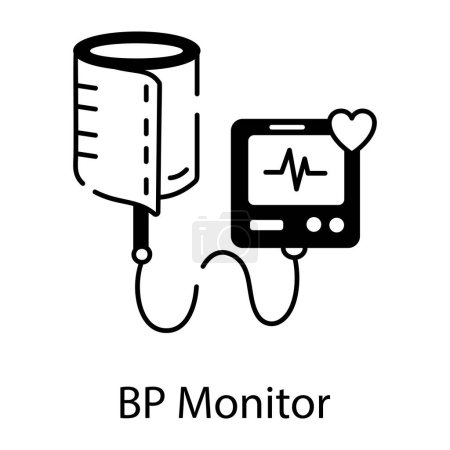 Illustration for BR monitor, heart rate monitoring icon, simple vector illustration - Royalty Free Image