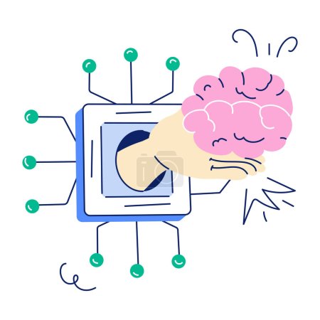 Illustration for Handy of AI Innovations Hand Drawn Illustration - Royalty Free Image