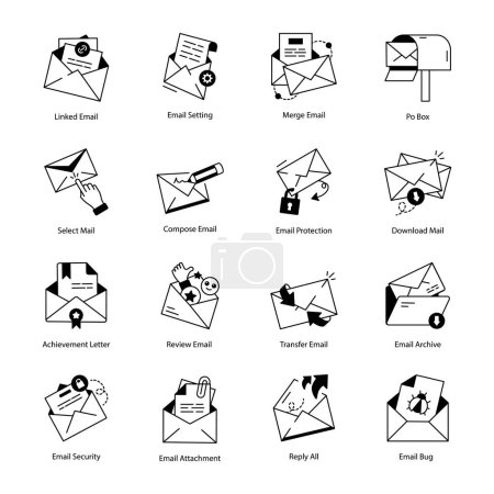 Ilustración de Conjunto simple de iconos de línea vectorial relacionados con el correo - Imagen libre de derechos