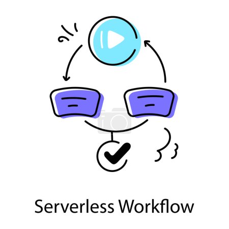 Illustration for Serverless workflow filled color icon. vector icon for your website, mobile, presentation, and logo design. - Royalty Free Image