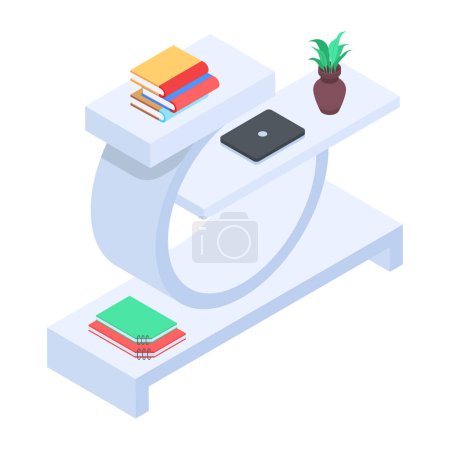 Illustration for Trendy isometric icon of a wooden book stand - Royalty Free Image