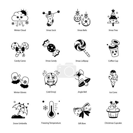 Illustration for Pack of Christmas Event Linear Icons - Royalty Free Image