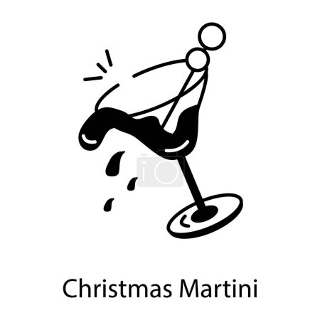 Téléchargez les illustrations : Noël martini ligne icône design - en licence libre de droit