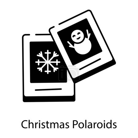 Illustration for Christmas polaroids line icon - Royalty Free Image