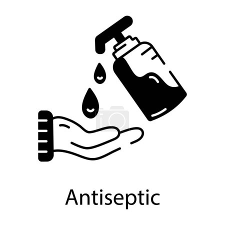 Téléchargez les illustrations : Bouteille antiseptique, icône linéaire tendance - en licence libre de droit