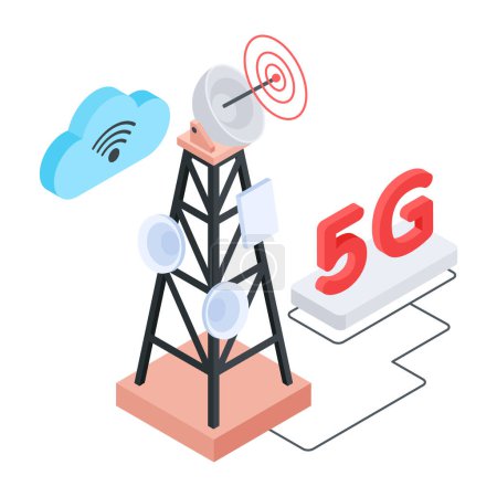 Illustration for Wireless Technology flat Isometric Icon - Royalty Free Image
