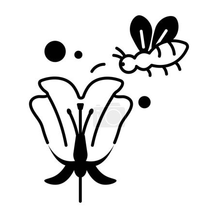 Illustration for Butterfly and flower flat vector icon. - Royalty Free Image