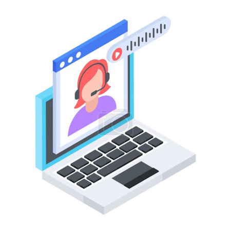 Illustration for Trendy Webinar Streaming Isometric Icon - Royalty Free Image