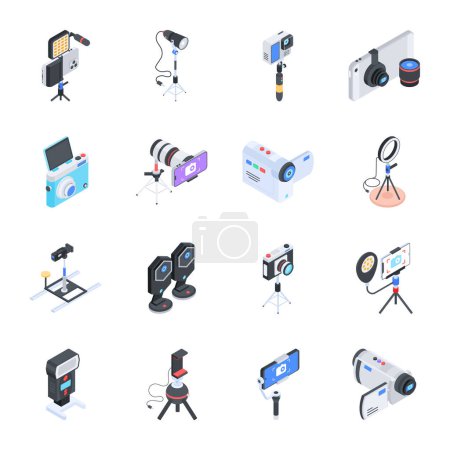 Isometric flat Icon of Vlogging Equipment