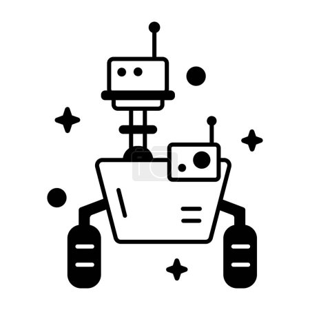 Téléchargez les illustrations : Icône robot spatial, style contour - en licence libre de droit