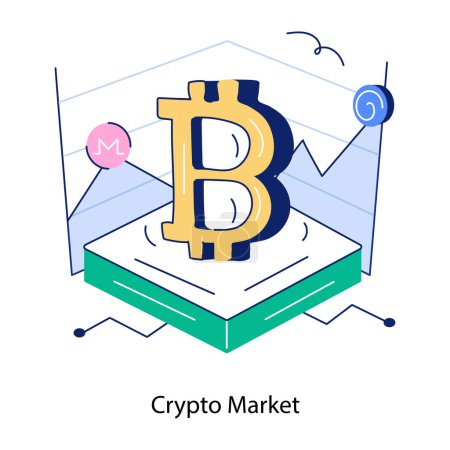 Illustration for Banner for online store trading crypto currency bitcoin. - Royalty Free Image