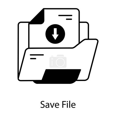 Téléchargez les illustrations : Enregistrer l'icône de fichier conception de ligne vectorielle - en licence libre de droit